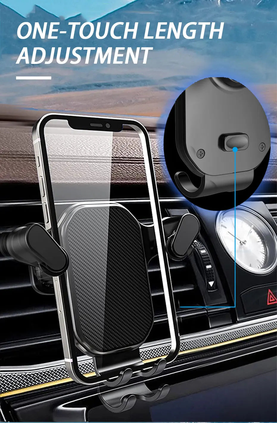 SEAMETAL Gravity Car Phone Holder Air Vent Hook Phone Mount 360-Degree Rotation Smart Phone Holder for Car One-Hand Placement