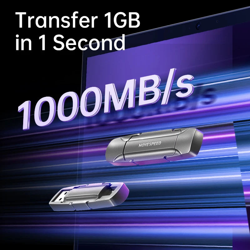 محرك أقراص فلاش MOVESPEED 1000MB/s SSD USB3.2 Gen 2 Type C بسعة 1 تيرابايت و512 جيجابايت و256 جيجابايت و128 جيجابايت لأجهزة الكمبيوتر والهواتف الذكية والكمبيوتر اللوحي