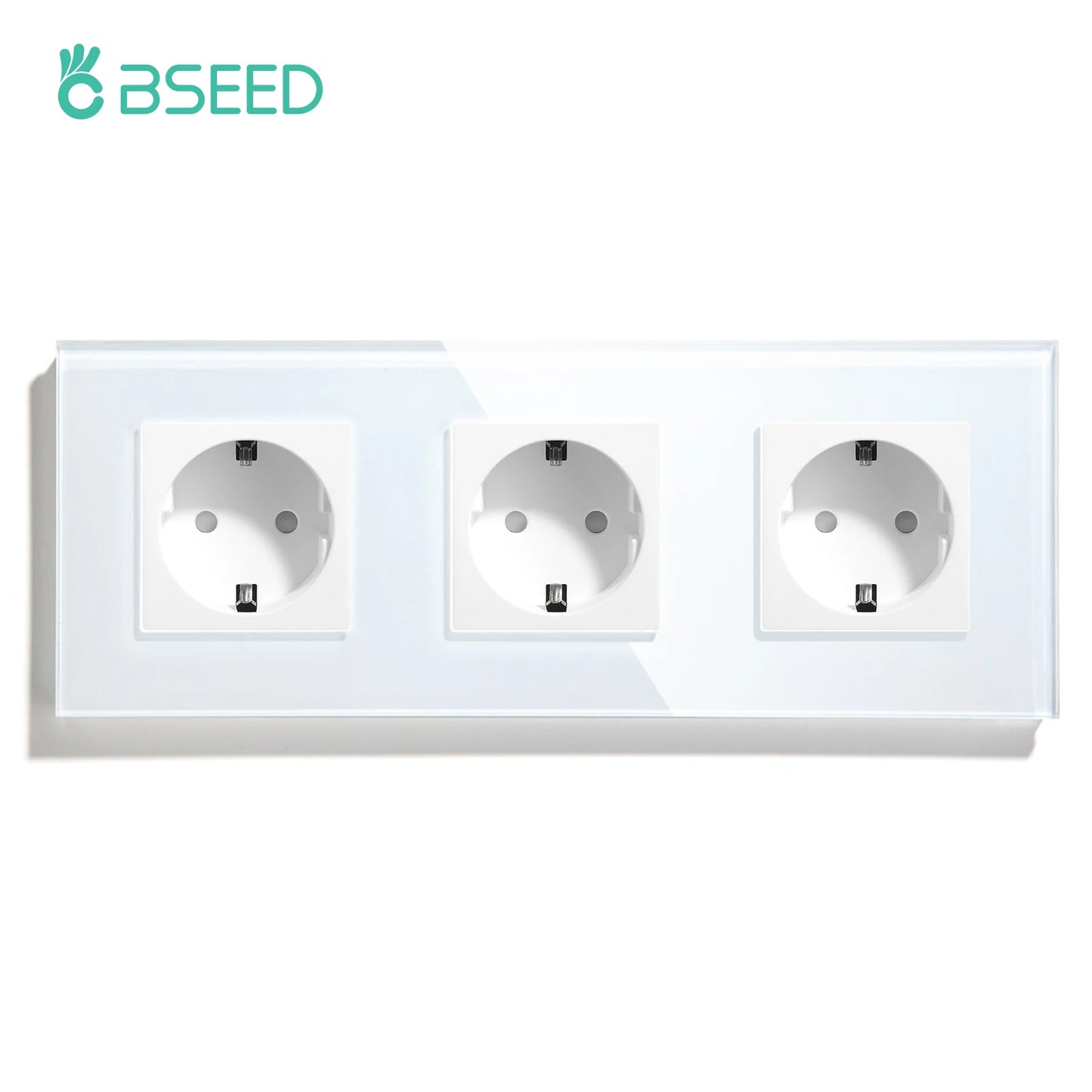 BSEED EU Standard Wall Electrical Sockets Type-C Outlets Wall Power Socket USB Charge Port Glass Panel Kids Protection 16A