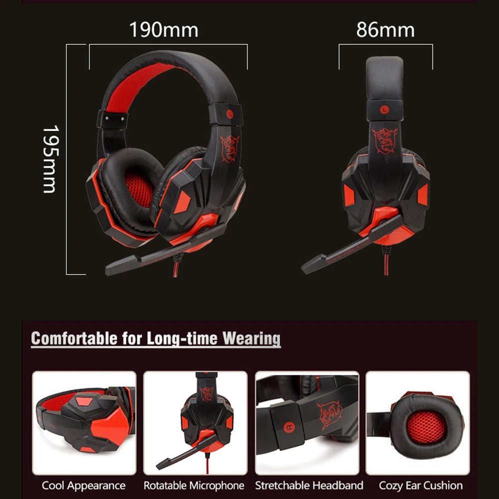 Casque filaire PS4/PS5/Xbox/Smartphone/PC Casque de jeu réglable à 120° avec microphone antibruit