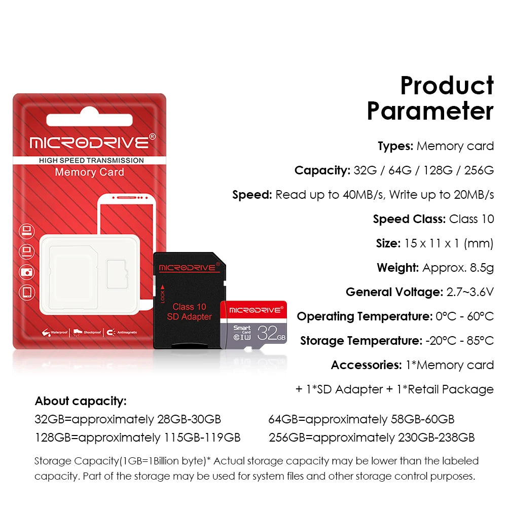 Memory Card 32GB 64GB 128GB 256GB U3 SDXC/SDHC Mini sd card class 10 TF Flash Mini sd card for smartphone/camera