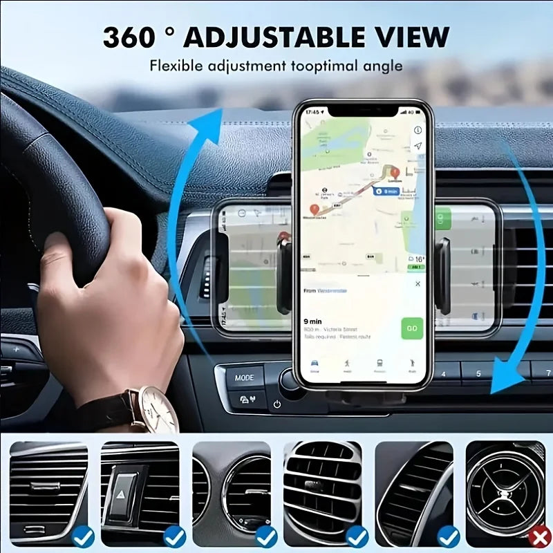 Support de téléphone portable pour voiture, clip de fixation pour grille d'aération de voiture, support pour smartphone, GPS, pour appareils mobiles de 4,7 à 6,7 pouces