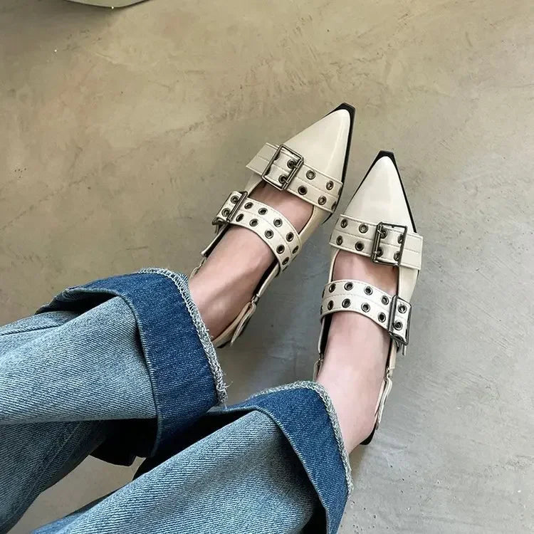 2023women's sandals summer  Ballet flats women Pointed rivet single shoe Platform Women Sandals zapatos de mujer tendencia