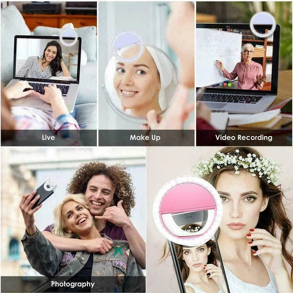 Led Selfie Ring Light Portable USB Charge Phone Lens Lamp Mobile Phone Live Broadcast Video Selfie Fill Light For All Smartphone