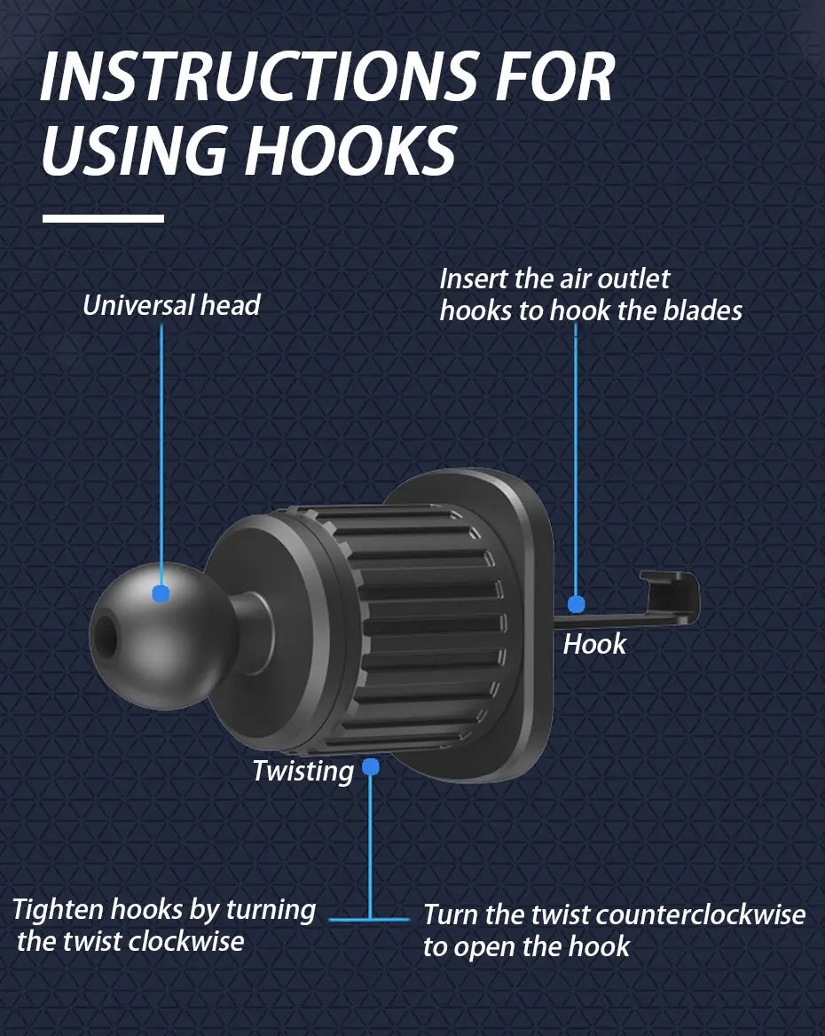 حامل هاتف للسيارة من SEAMETAL Gravity مزود بخطاف تثبيت في فتحة التهوية، حامل هاتف يدور بزاوية 360 درجة، حامل هاتف ذكي للسيارة، يمكن وضعه بيد واحدة