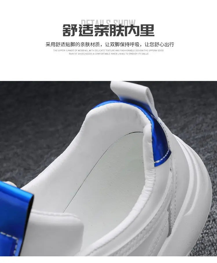 Platform Men's Casual Sneakers White High Quality Men Sports Shoes Pu Leather Shoes for man  Air Cushion Board Tennis Shoes