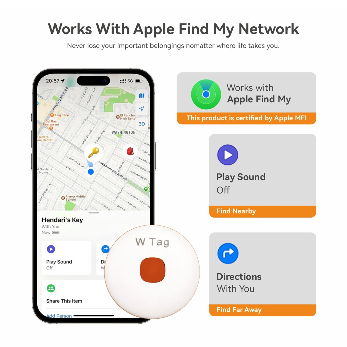 Airtag Smart Bluetooth GPS Tracker Work Apple Find My Anti Lost Reminder Device MFI Certified Locator Car Key Pet Kids Finder