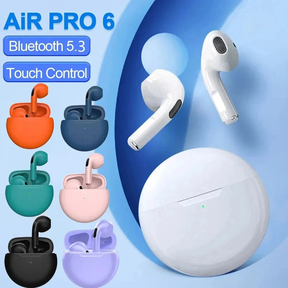 Original Air Pro 6 TWS Wireless Bluetooth Headset 5.3 Headphone Mini Earphone with Mic Charging Box for Smartphone Earbuds