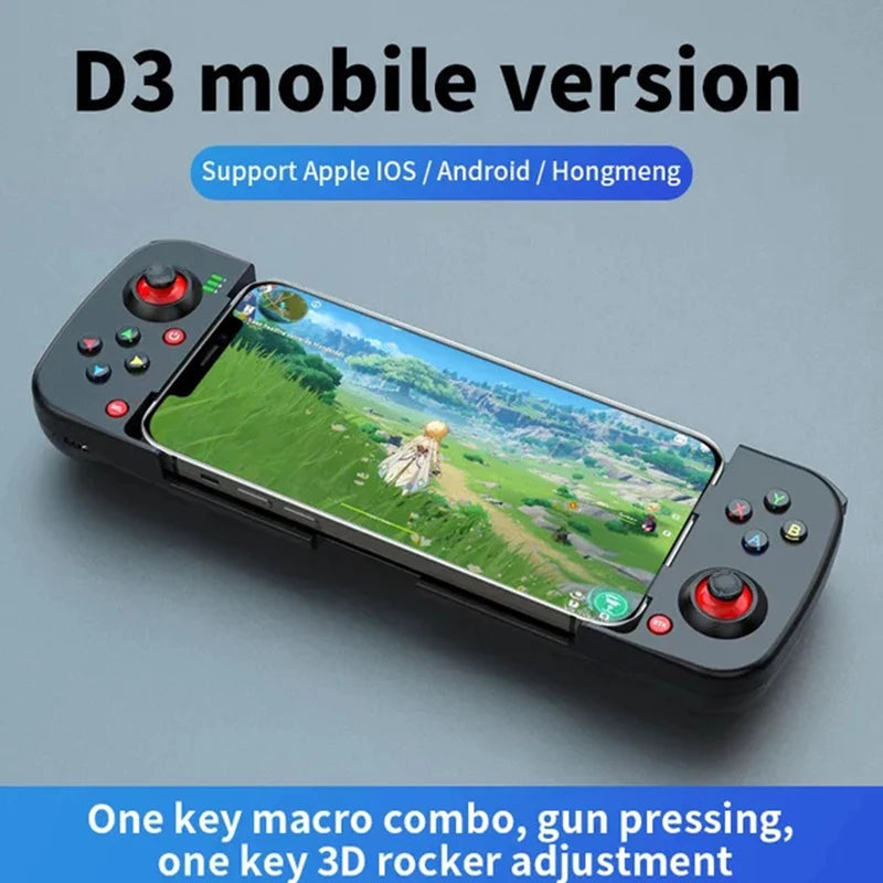 Manette de jeu D3 Manette de jeu pour téléphone portable D3 avec prise en charge extensible du contrôleur de jeu pour les contrôleurs de jeu mobiles Android/iOS/Hongmeng