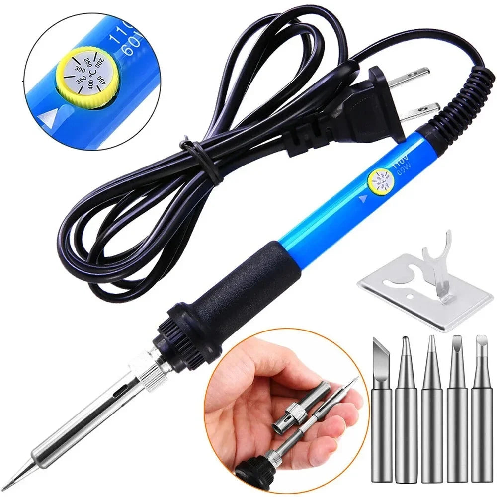 60W Adjustable Temperature Electric Soldering Iron  Welding Iron Rework Station Heat Pen Tips DIY Repair Tool