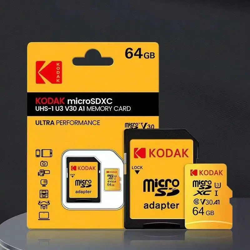 Carte mémoire Micro SD Kodak 32 Go-256 Go - Haute vitesse Classe 10 U3 UHS-I pour smartphones, appareils photo numériques, tablettes et drones Chri