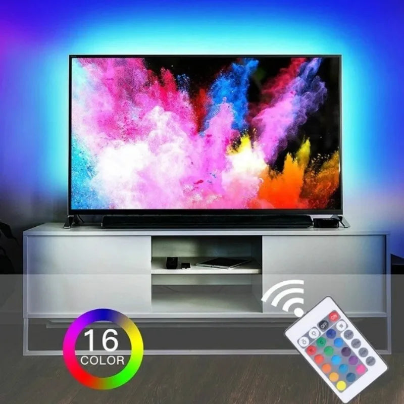 Bande LED USB 5 V RGB APP et télécommande 24 touches, avec lumières diodes, adaptée à la décoration du dos de l'ordinateur de la pièce