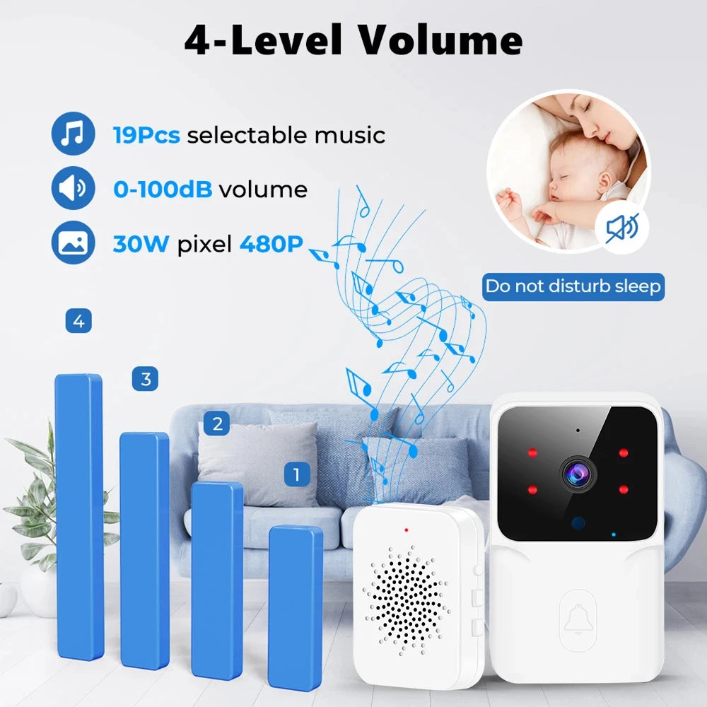 WiFi Video Doorbell Wireless Phone Two-way Intercom System IR Night Vision Doorbell Smart Home Security Door Bell Camera Monitor