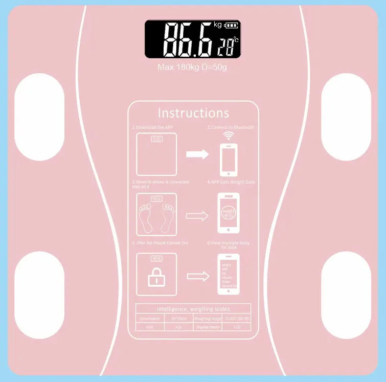 Body Fat Scale Smart Wireless Digital Bathroom Weight Scale Body Composition Analyzer With Smartphone App Bluetooth-compatible