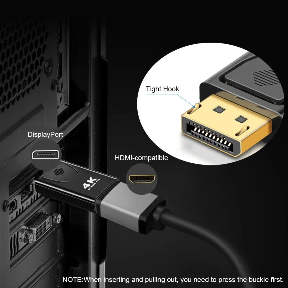 1080/4K DP To HDTV Connector DisplayPort DP Male to HDMI Female Adapter Converter Video Audio Plug Switch For Computer TV Laptop