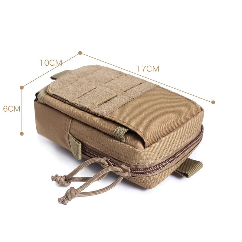 Pochette tactique pour téléphone portable, étui de ceinture pour smartphone, sac de taille, porte-clés de sécurité EDC, sacs de randonnée, de camping, rangement d'outils