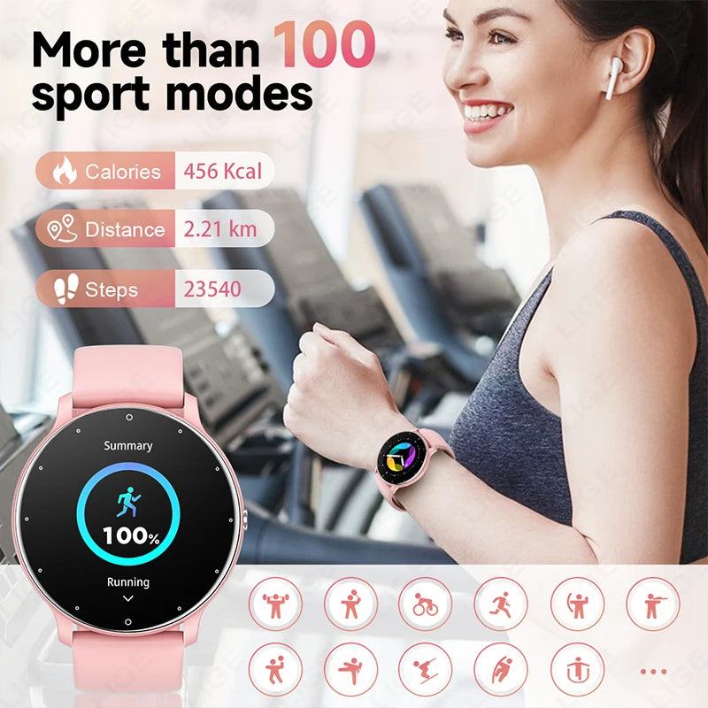 LIGE Ladies Smart Watch Men Bluetooth Sport Fitness Blood Oxygen Heart Rate Monitor Smartwatch For Xiaomi Huawei Phone 2024 New