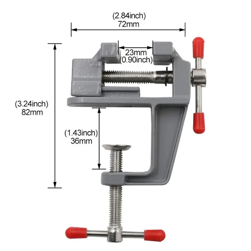 1 mini étau de bricolage en aluminium - Établi multifonctionnel compact à pince, petites réparations et projets de bricolage - Durable, réglable