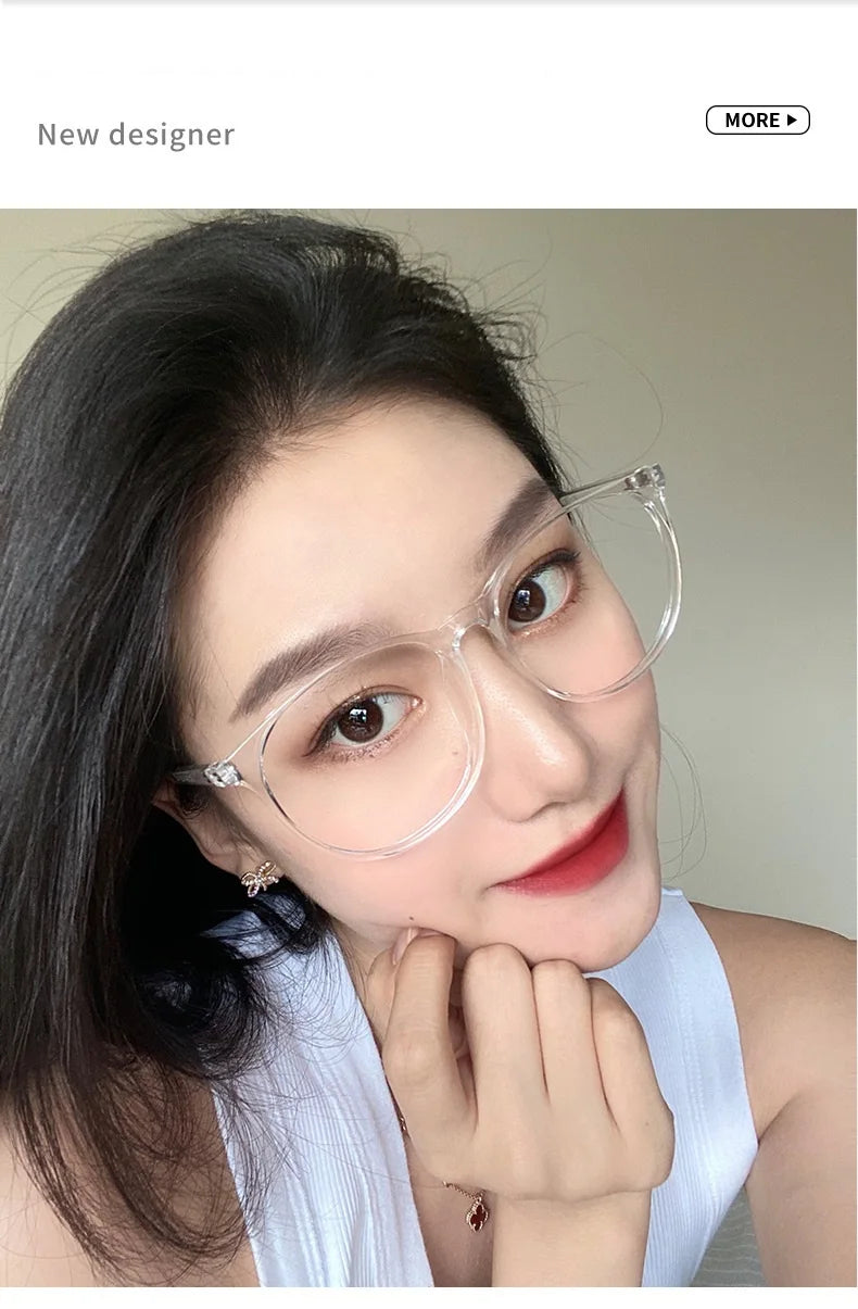 Transparent Computer Glasses Frame Women Men Anti Blue Light Round Glasses Blackout Glasses Optical Glasses Lenses