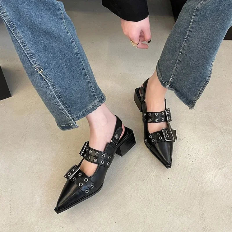 2023women's sandals summer  Ballet flats women Pointed rivet single shoe Platform Women Sandals zapatos de mujer tendencia