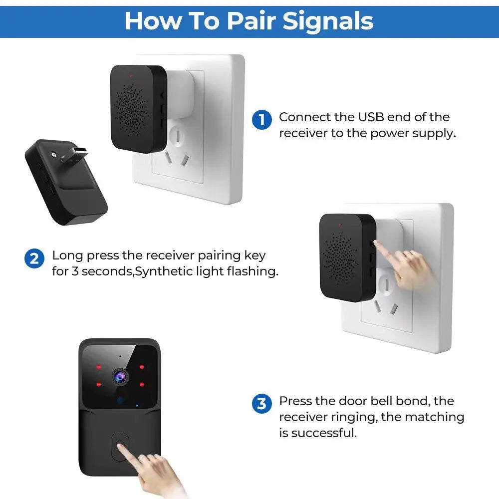 Sonnette vidéo WiFi Téléphone sans fil Système d'interphone bidirectionnel Sonnette de vision nocturne IR Sonnette de sécurité pour maison intelligente Moniteur de caméra