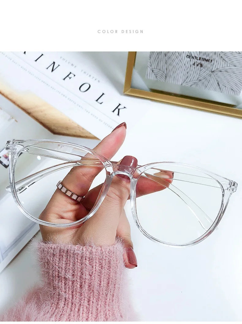 Transparent Computer Glasses Frame Women Men Anti Blue Light Round Glasses Blackout Glasses Optical Glasses Lenses