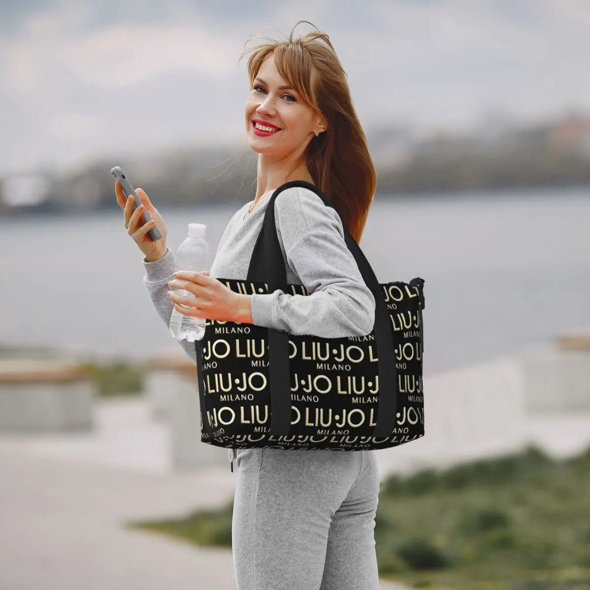 Custom Fashion Brand Liu Jo Groceries Tote Shopping Bags Women Big Capacity Gym Beach Travel Bags