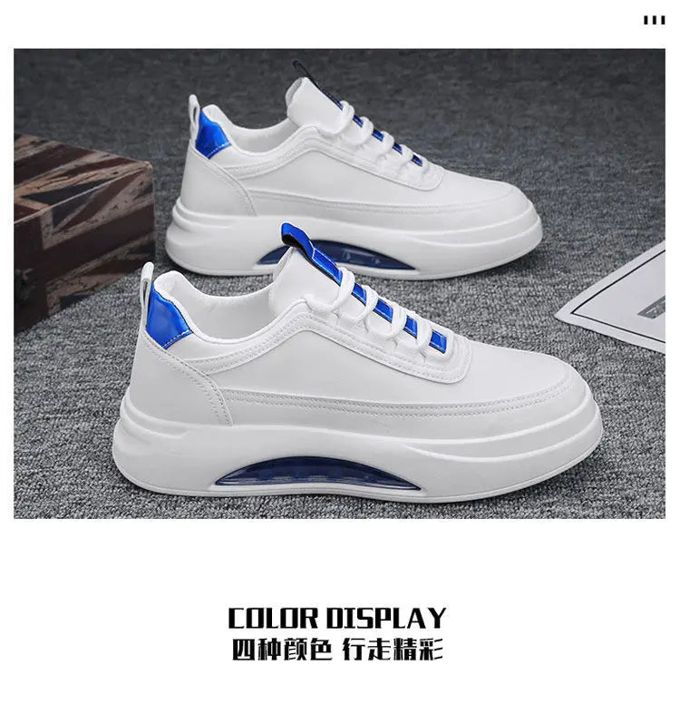 Platform Men's Casual Sneakers White High Quality Men Sports Shoes Pu Leather Shoes for man  Air Cushion Board Tennis Shoes