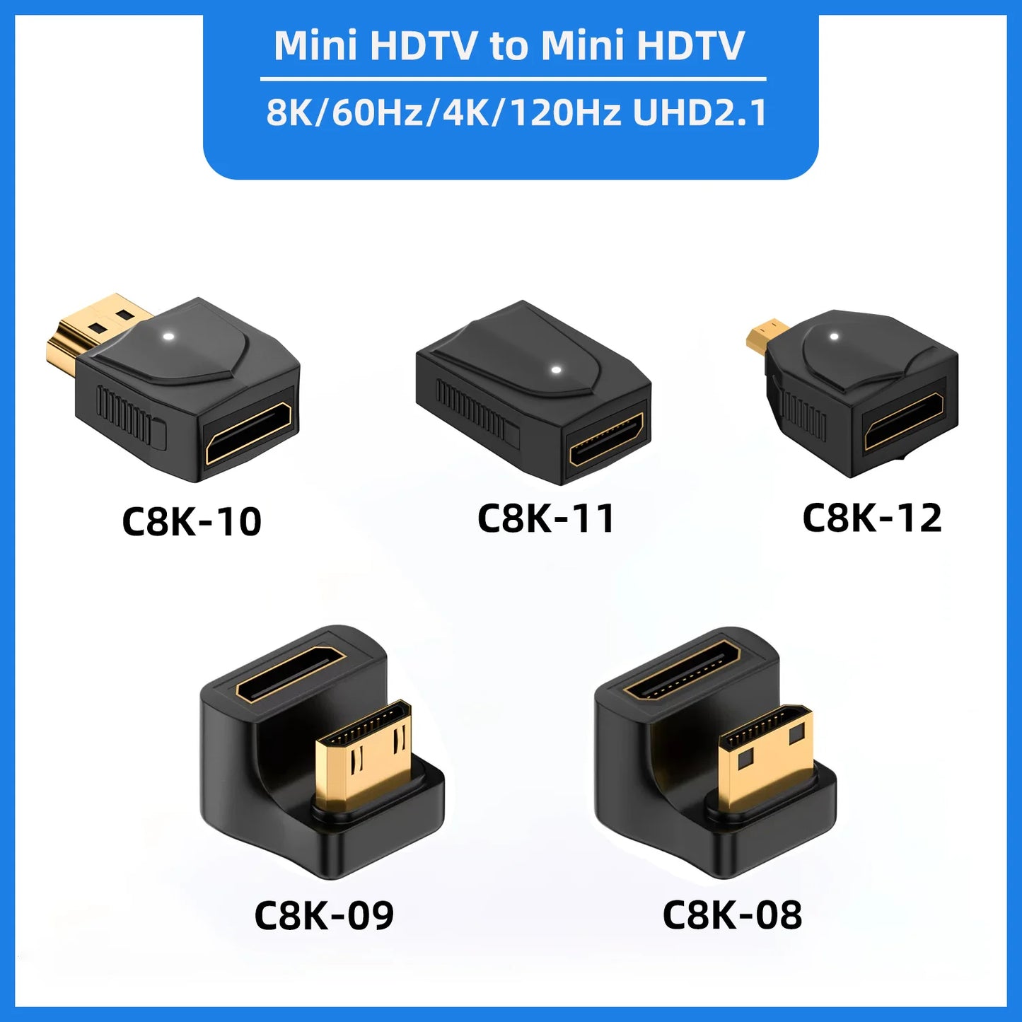 HDMI2.1 Cable Adapter mini micro hdmi to HDMI 2.1 Converter 48Gpbs 8K60HZ 4K120HZ for HDTV Projector PS4 PS5 Laptop PC