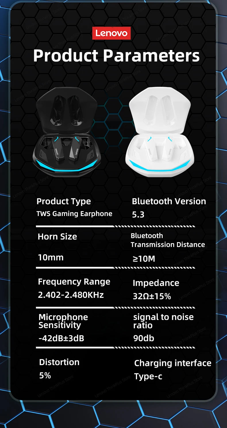 Choice Lenovo GM2 Pro Bluetooth 5.3 Earphones Sports Headset Wireless In-Ear Gaming Low Latency Dual Mode Music Headphones Game