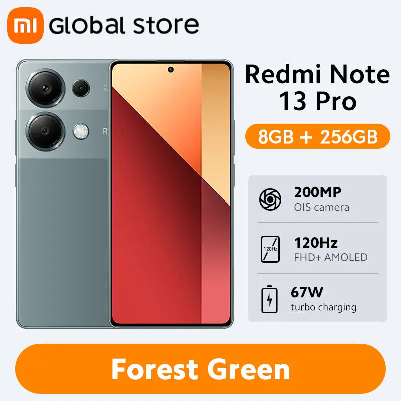 الإصدار العالمي الجديد من الهاتف الذكي Xiaomi Redmi Note 13 Pro 4G MTK Helio G99-Ultra شاشة AMOLED مقاس 6.67 بوصة وشاحن توربو بقوة 67 وات وبطارية 5000 مللي أمبير في الساعة