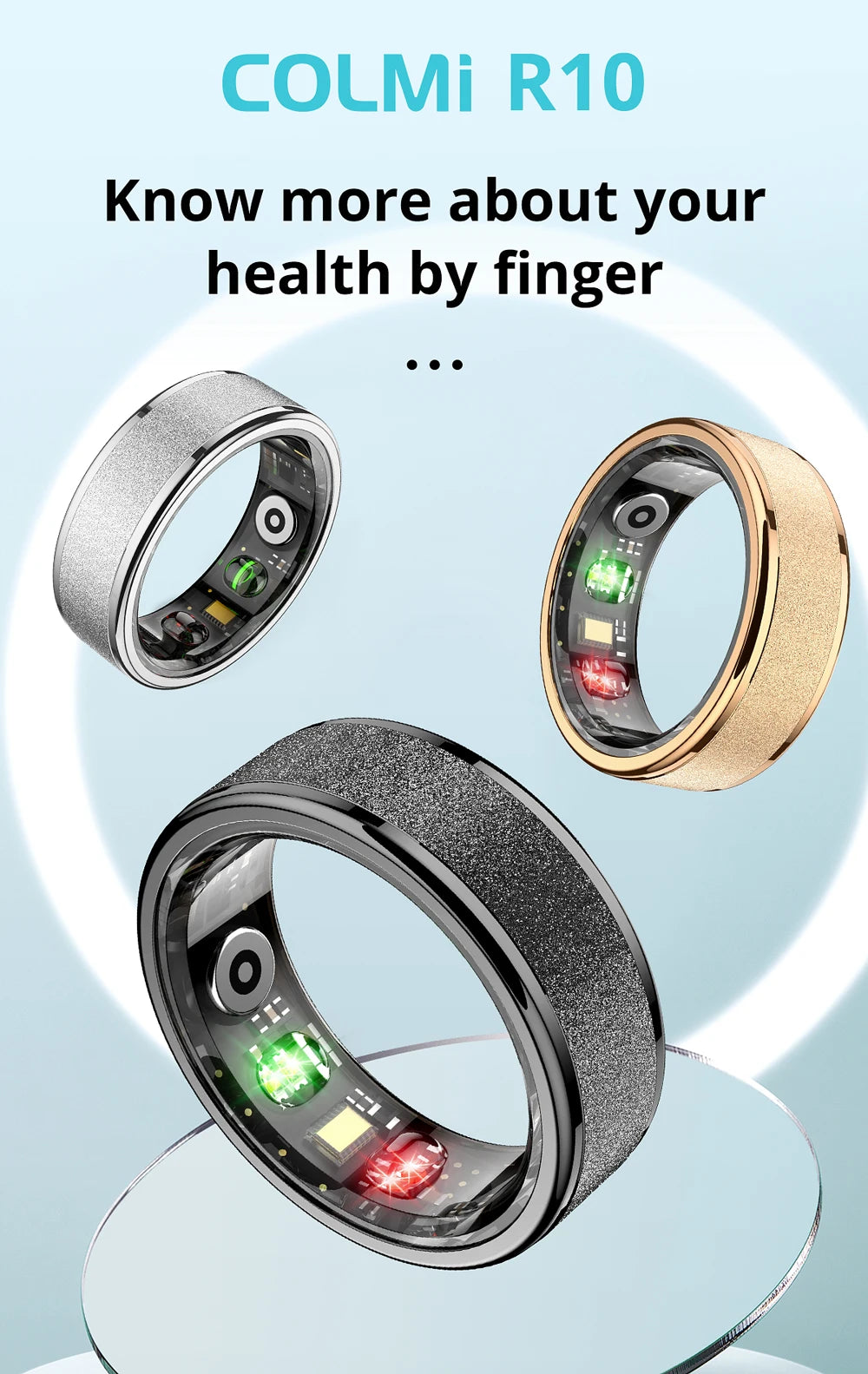 Bague intelligente COLMI R10 2024 pour hommes et femmes, bague intelligente avec étui de chargement, moniteur de santé et de sommeil, étanche 5 ATM pour téléphone Xiaomi