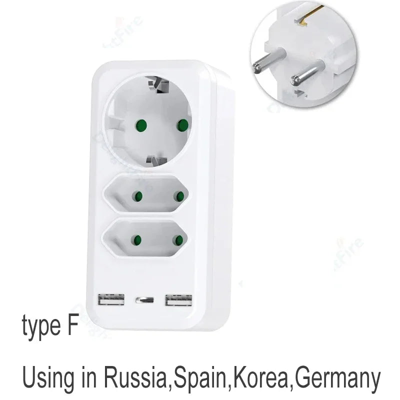 EU Electrical Socket With ON/OFF Switch 2 Pin 4.8mm European Standard Adapter Expansion Socket Power Extension Plug Converter