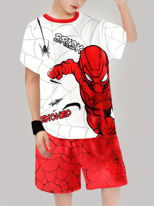 Boys Suit Fashion 3D Printed Casual Pullover Short Sleeve Shorts T Sweatshirt, BoysOutdoor T-Shirt shorts Set, for Outdoor