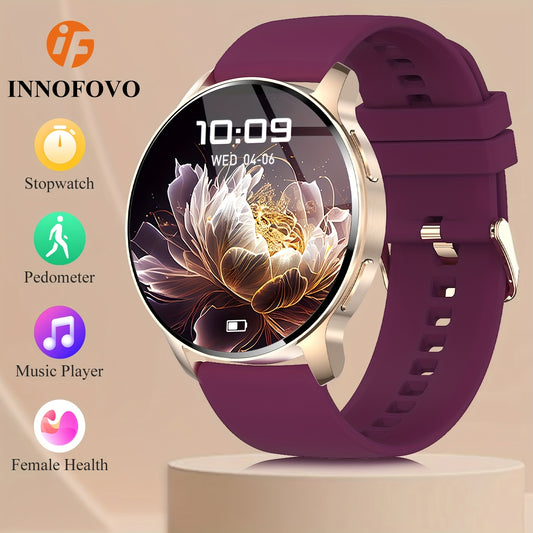 INNOFOVO Smart Watch, 3.35cm HD TFT Screen, Alloy Body, Wireless 5.0, USB Charging, Lithium Battery-Polymer, Screen Ratio, with 110+ Sport Modes, Fitness Tracker, Sleep Monitor, Pedometer, Activity Tracker, Alarm Clock, Weath