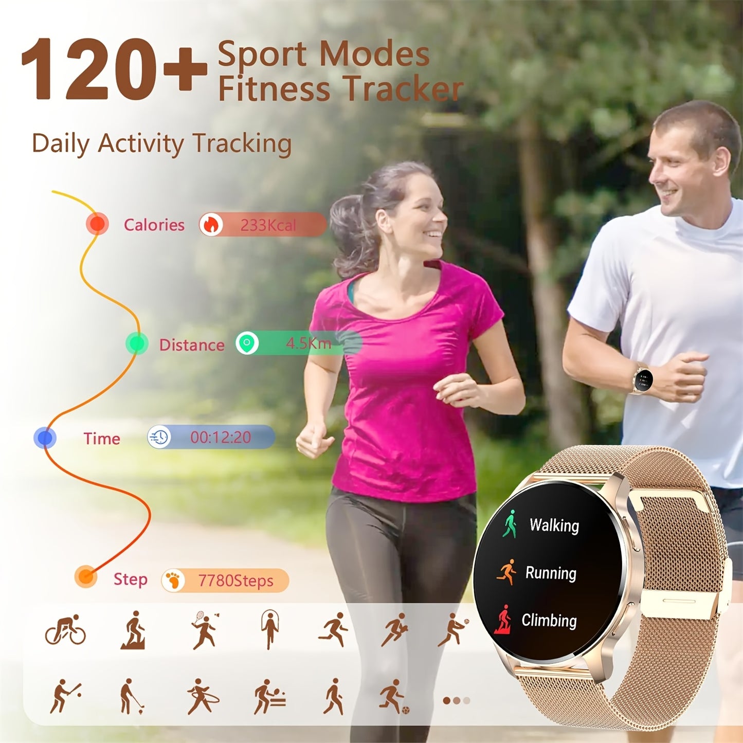 INNOFOVO Smart Watch, 3.35cm HD TFT Screen, Alloy Body, Wireless 5.0, USB Charging, Lithium Battery-Polymer, Screen Ratio, with 110+ Sport Modes, Fitness Tracker, Sleep Monitor, Pedometer, Activity Tracker, Alarm Clock, Weath