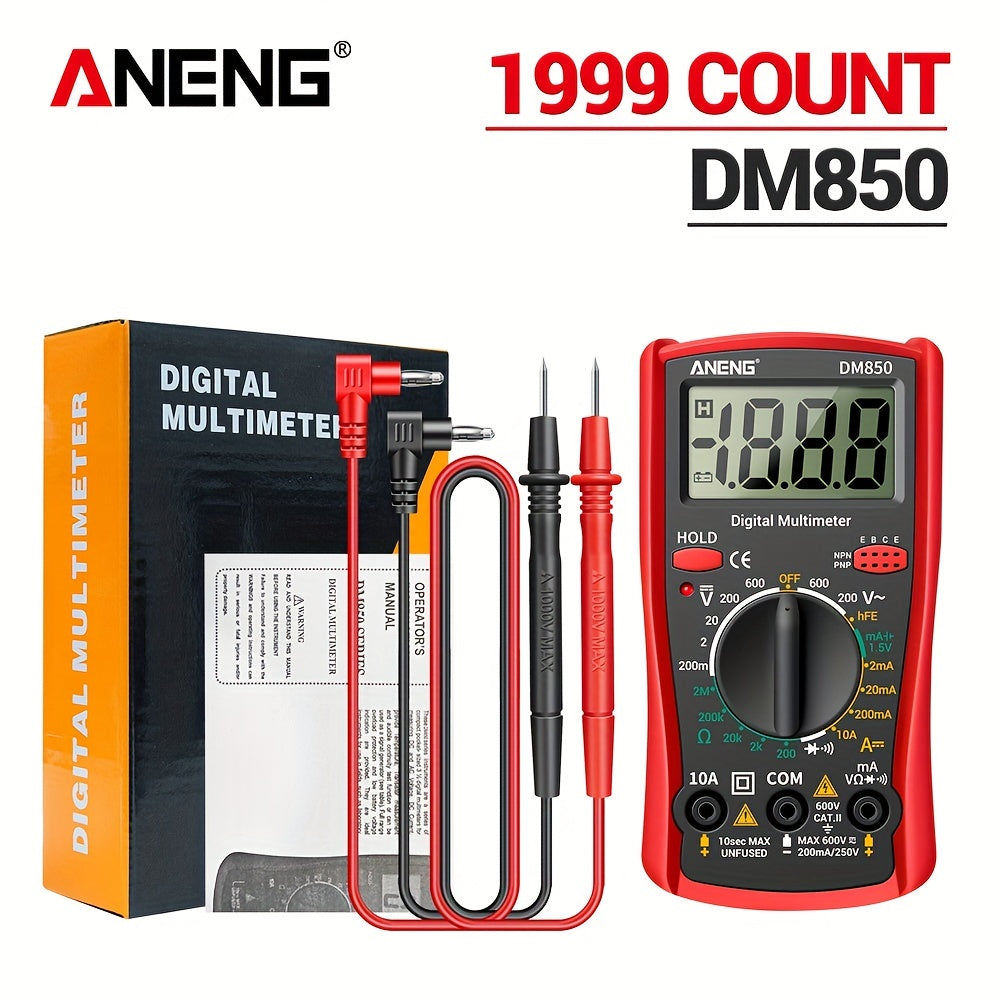 ANENG DM850 Multimètre numérique professionnel automatique 1999 comptes Testeur de tension automatique AC/DC Outil de détection d'ampèremètre de courant Ohm Sans batterie