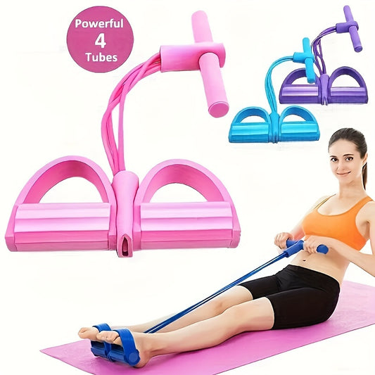 1pc Purple Multifunctional Fitness Resistance Band - Lightweight, Stackable Tension Rope with Handles & Pedals for Full Body, Abdominal Workouts, Rowing & Flexibility Training