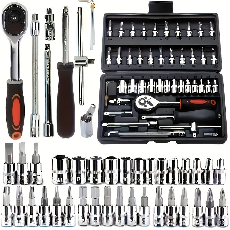 150pcs/46pcs Chrome Vanadium Steel Socket Wrench Set - Durable Torx Bit Kit for Auto & Home Repair, Includes Advanced Storage Case, No Assembly Required, Uncharged, Without Battery