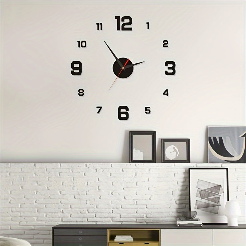 Horloge murale LED 3D moderne NONZHU - Grande, silencieuse avec fonction veilleuse, alimentée par batterie, corps en acrylique - Parfait pour le salon, la chambre et le fond de photographie en studio