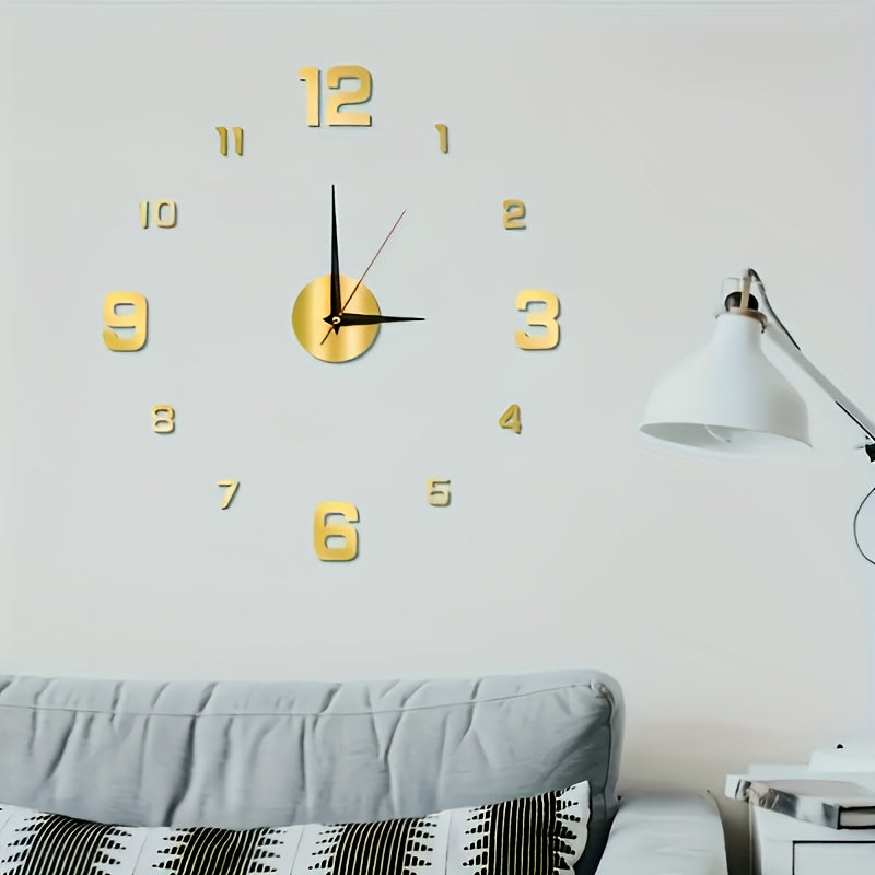 Horloge murale LED 3D moderne NONZHU - Grande, silencieuse avec fonction veilleuse, alimentée par batterie, corps en acrylique - Parfait pour le salon, la chambre et le fond de photographie en studio