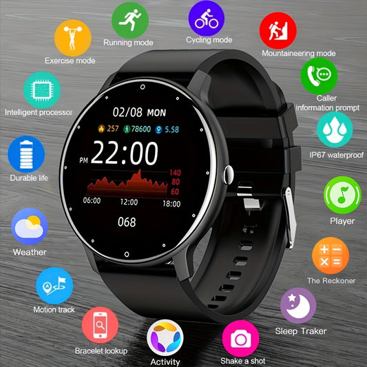 PEJE Smart Watch IP67 with 1.39 Full Touch Screen, 100+ Exercise Modes, Weather, Music Controls, Voice Assistant, All-Day Body Monitoring, Wireless, Rechargeable Lithium Battery, IP67, with Gift for Men and Women
