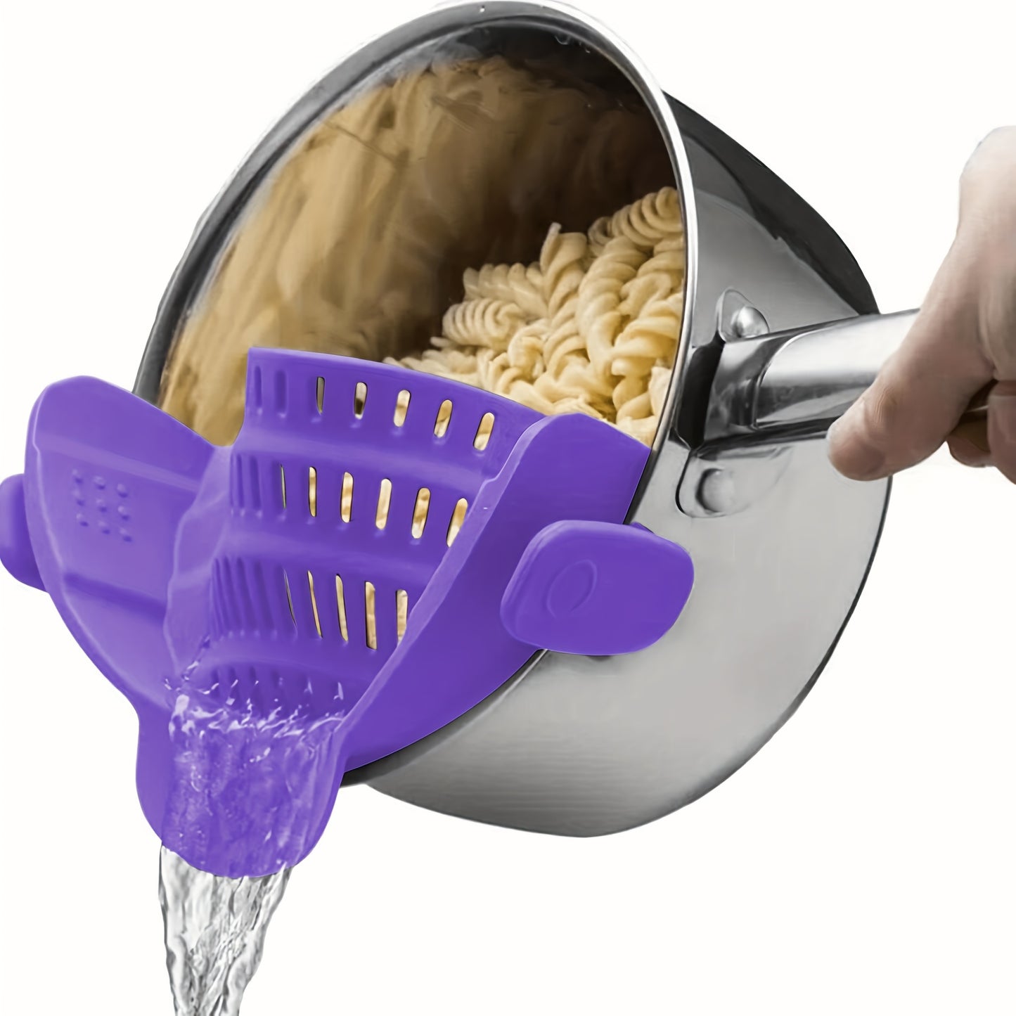 1pc Adjustable Clip-On Strainer for Pots and Pans, Plastic Pasta Strainer, Food Strainer for Meat Vegetables Fruit, Kitchen Colander Accessory