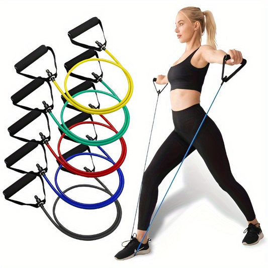 Resistance Bands with Handles for Men and Women, 5-Level Tubing, Latex Material, Red, Black, Yellow