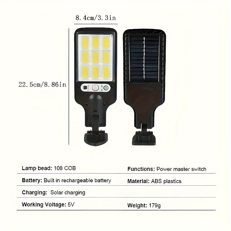 1 lampe d'extérieur à énergie solaire 8000 W avec réflecteur LED transparent, télécommande et capteur de mouvement réglable - Plastique durable, facile à installer, éclairage de charge solaire de haute qualité, lampes solaires pour l'extérieur