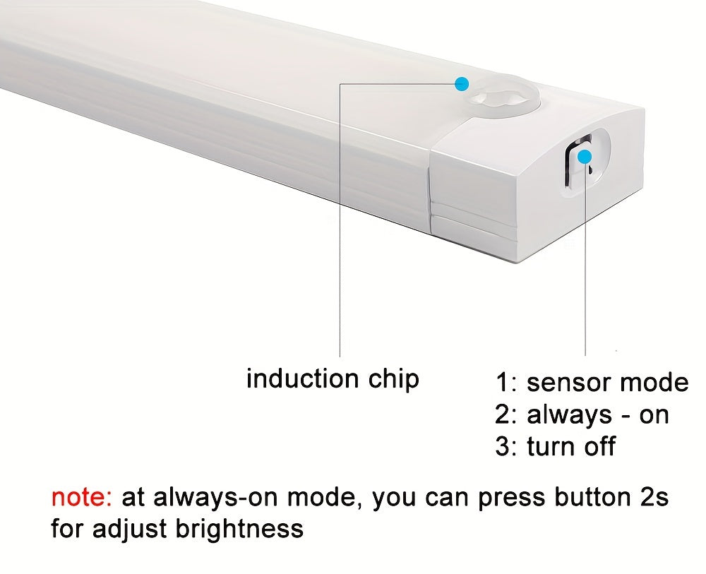 1 lampe d'armoire à détecteur de mouvement à intensité variable Aiwellkay, rechargeable par USB et alimentée par batterie, lampe murale en plastique avec support magnétique, finition brossée, fixation amovible, aucun accessoire inclus