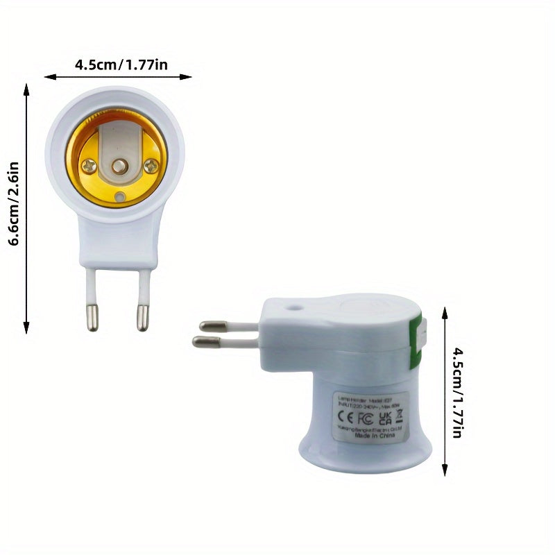 Ampoule LED E27 avec adaptateur de prise UE, marche/arrêt pour interrupteur - Support de base de douille blanc pour une utilisation en intérieur