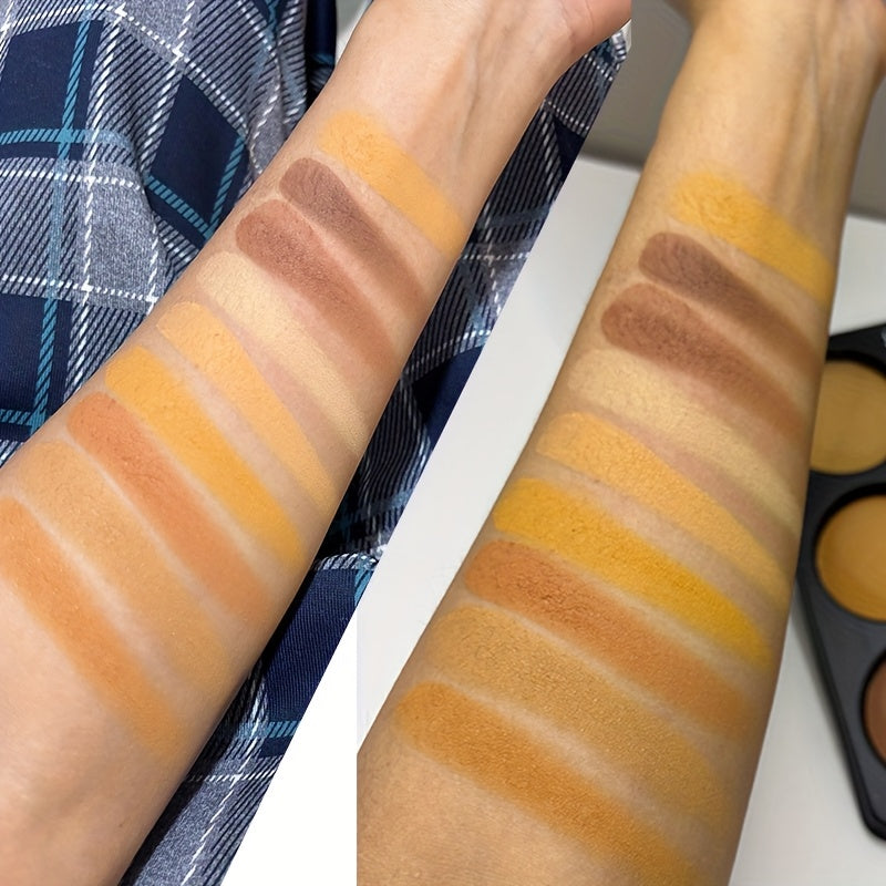 9-Color Contouring Palette, Medium to Deep Shades for Blending, Concealing, Setting Makeup, Oil Control Foundation, Eyeshadow, and Highlighter, Matte Finish, Natural Look, Waterproof & Sweatproof Mother's Day Gift