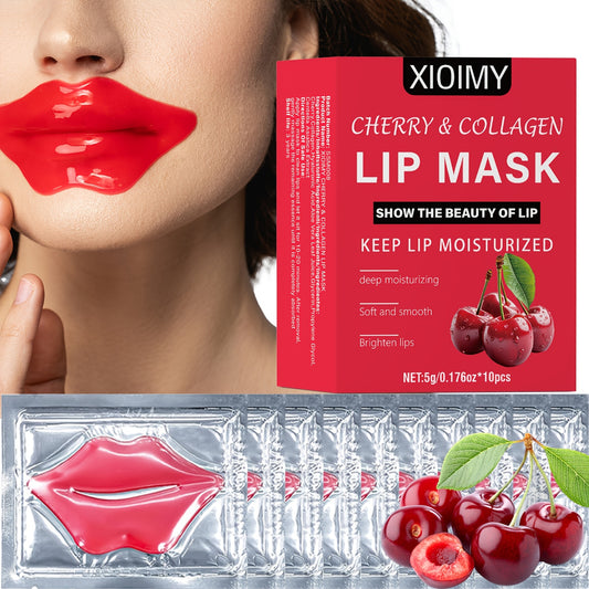 10pcs Cherry And Collagen Jelly Lip Mask, Effectively Moisturizes Lip Skin, Brightens Lip Skin, Bidding Farewell to Dryness And Dullness, Making Lip Skin Brighter And More Delicate, Lip Care, Soft Texture, Comfortable Fit