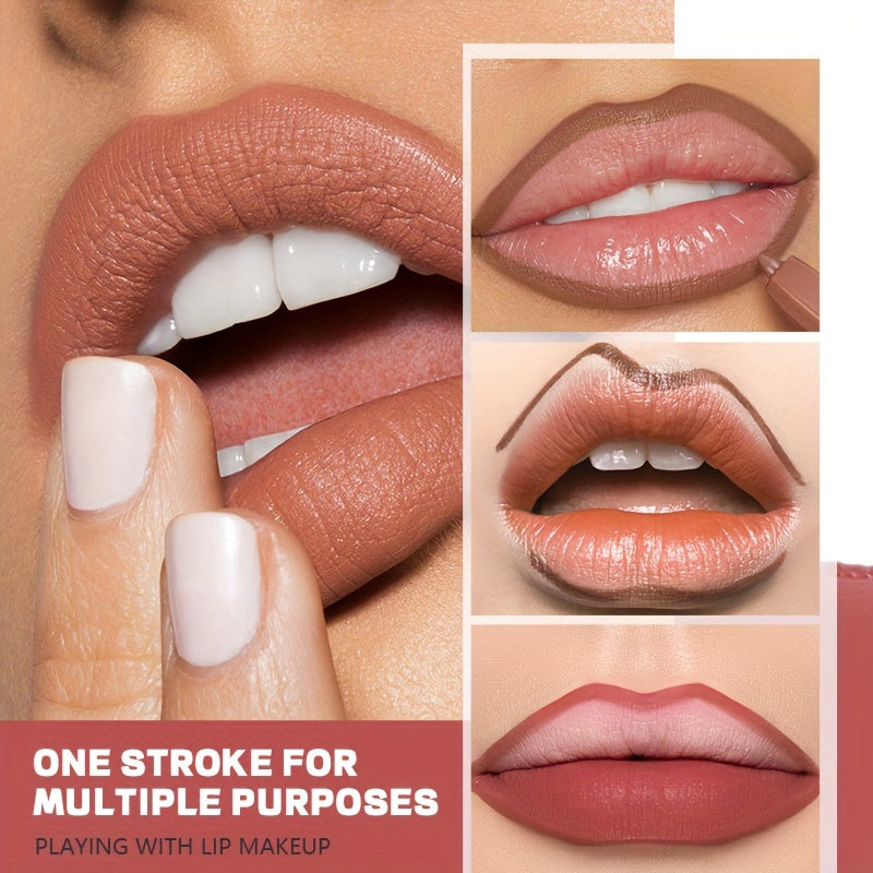 12 Colors Lip Liner Pen Set Long-Lasting, Waterproof Sweatproof, Easy Coloring Non Fade Color Rendering Lip Gloss Set Beauty Makeup